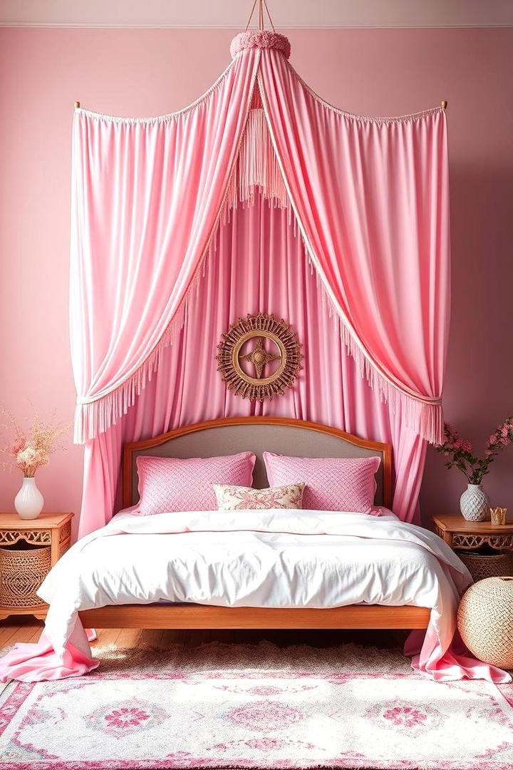 Boho Chic Bed Canopy Style - 30 Pink Boho Bedroom Ideas