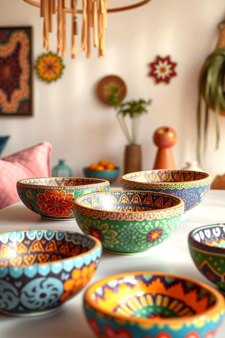 Boho Chic Painted Dough Bowls - 30 Dough Bowl Decor Ideas