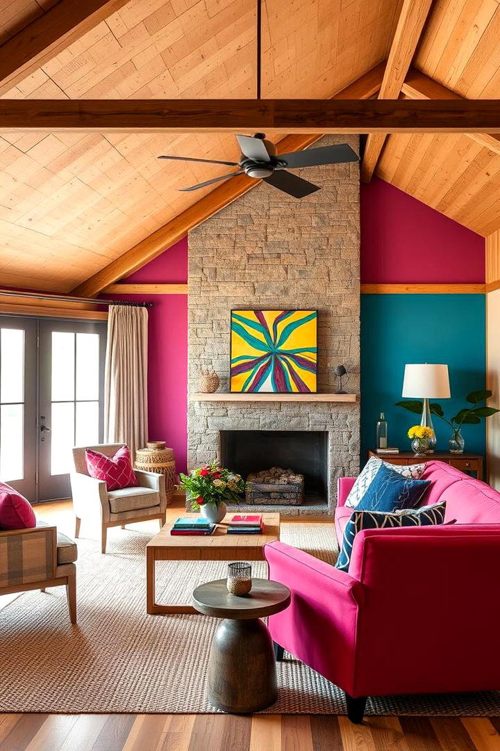 Bold Accent Colors - 30 Barndominium Interior Ideas