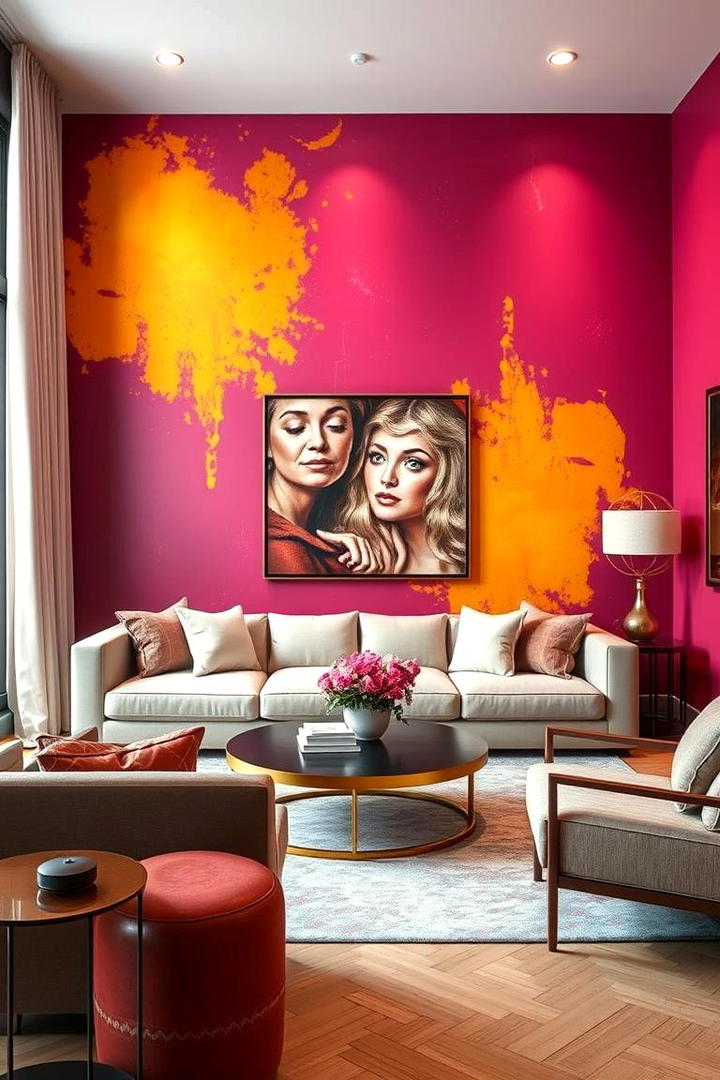 Bold Accent Walls - 30 Glam Living Room Ideas