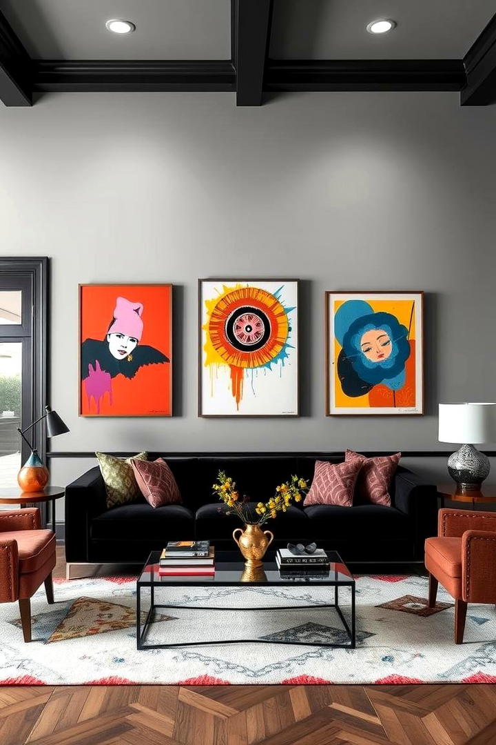 Bold Artistic Flair - 30 living room grey walls black trim