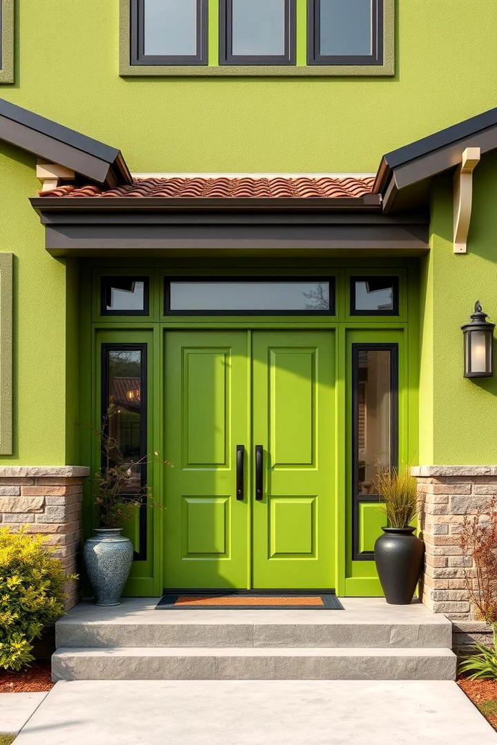 Bold Avocado Statement - 30 Green Exterior House Paint Ideas