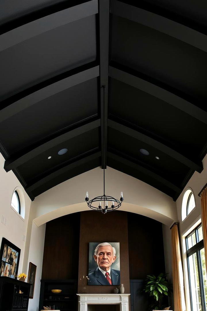 Bold Black Accent Cathedral Ceiling - 30 Cathedral Ceiling Ideas