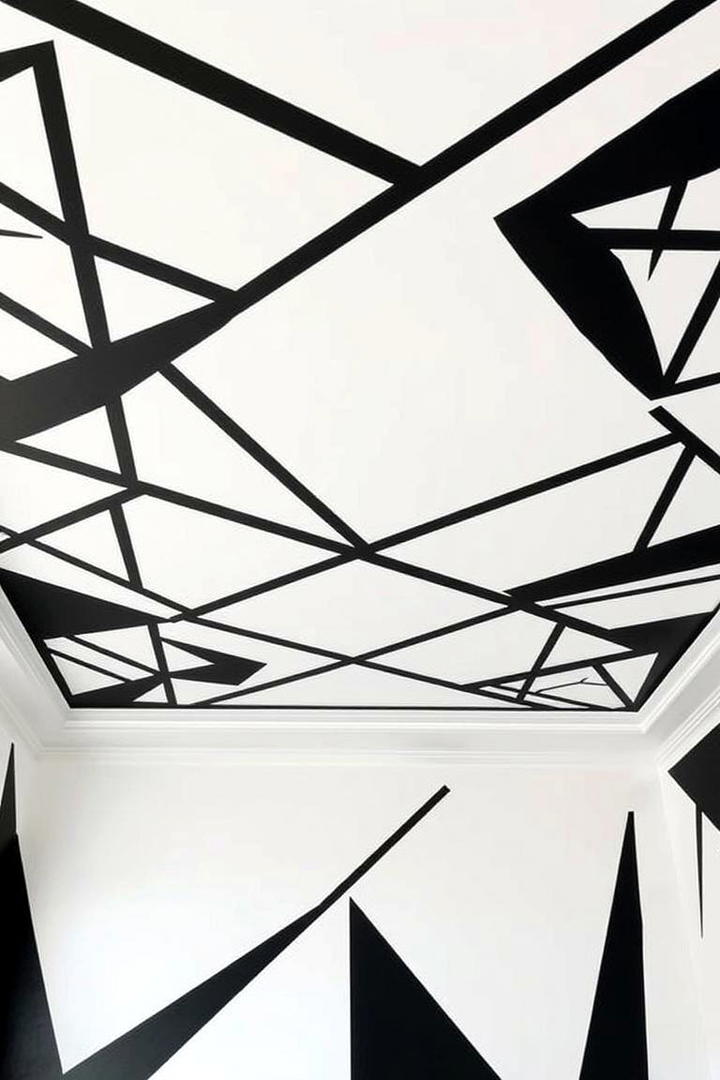 Bold Black Geometric Patterns - 30 Black Ceiling Design Ideas