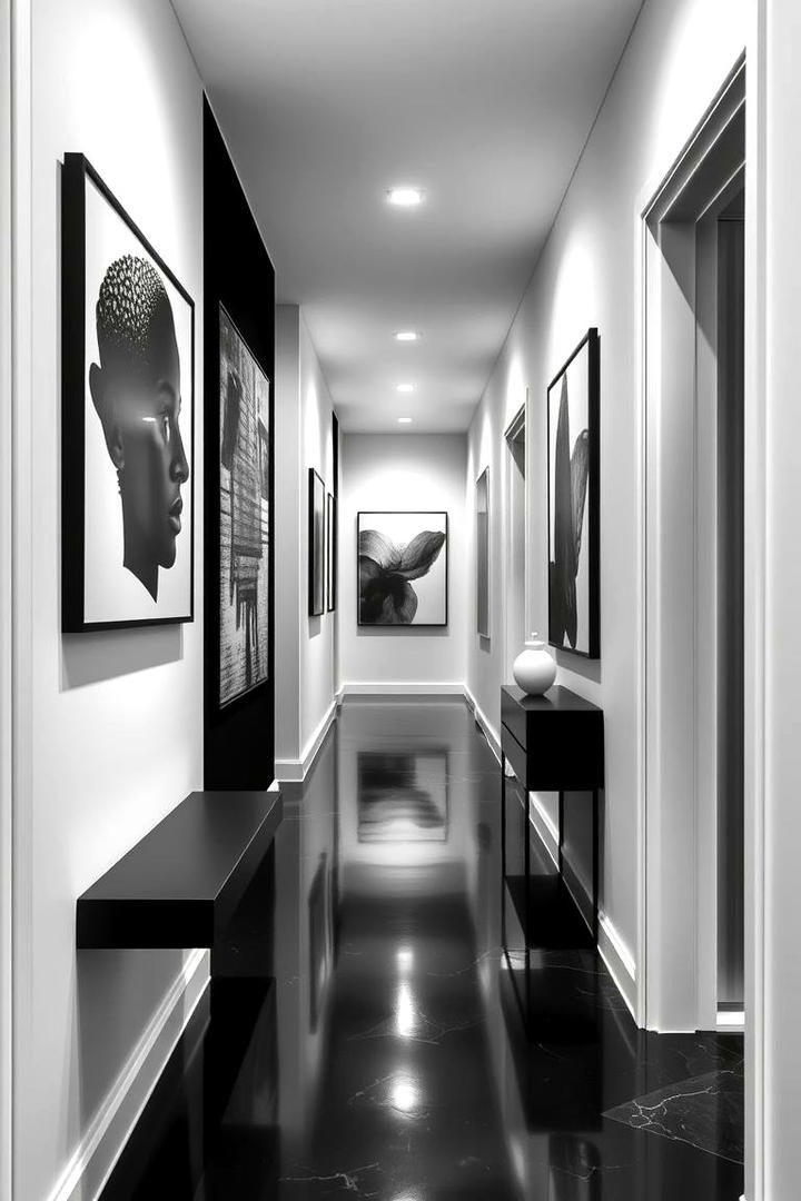 Bold Black and White Prints - 30 Black and White Hallway Ideas