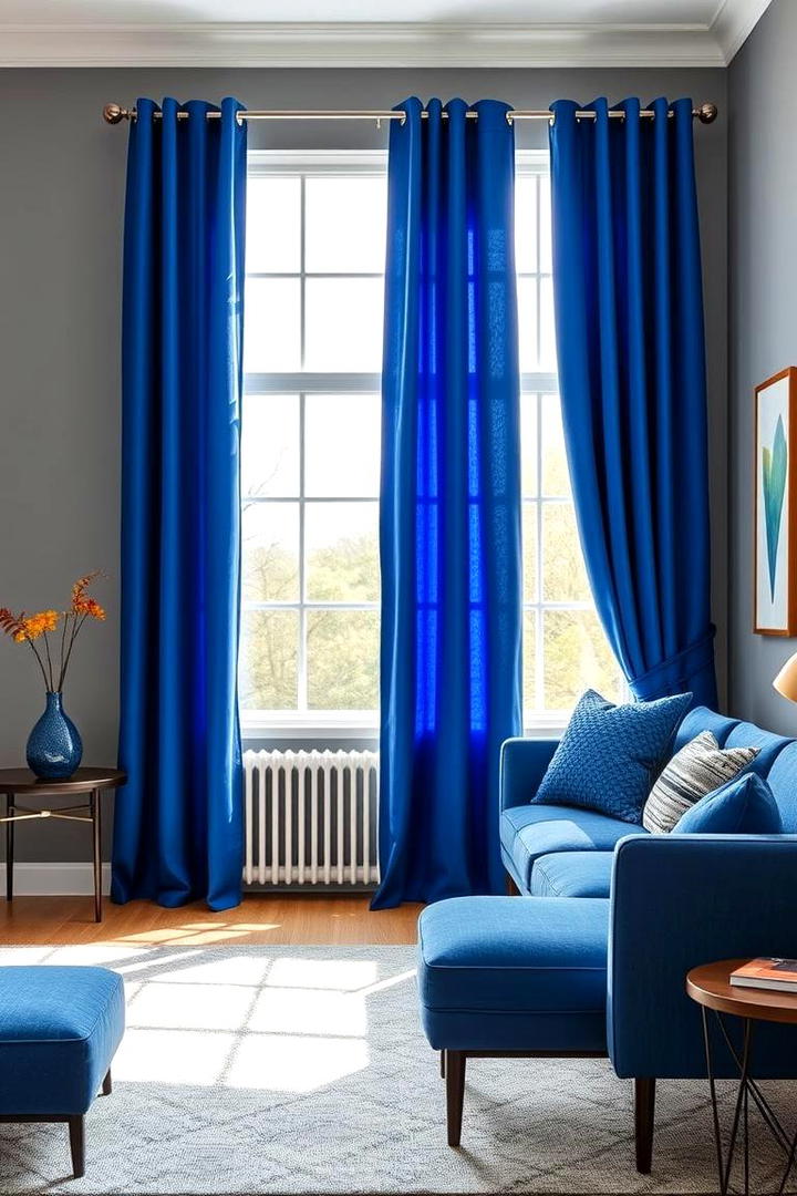 Bold Blue Accents - 30 What Color Curtains Go With Gray Walls