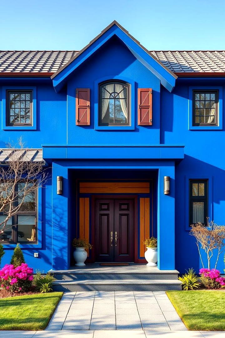 Bold Cobalt Blue Facade - 30 Blue Exterior House Colors