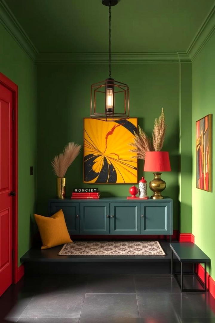 Bold Color Accent - 30 Modern Entryway Ideas