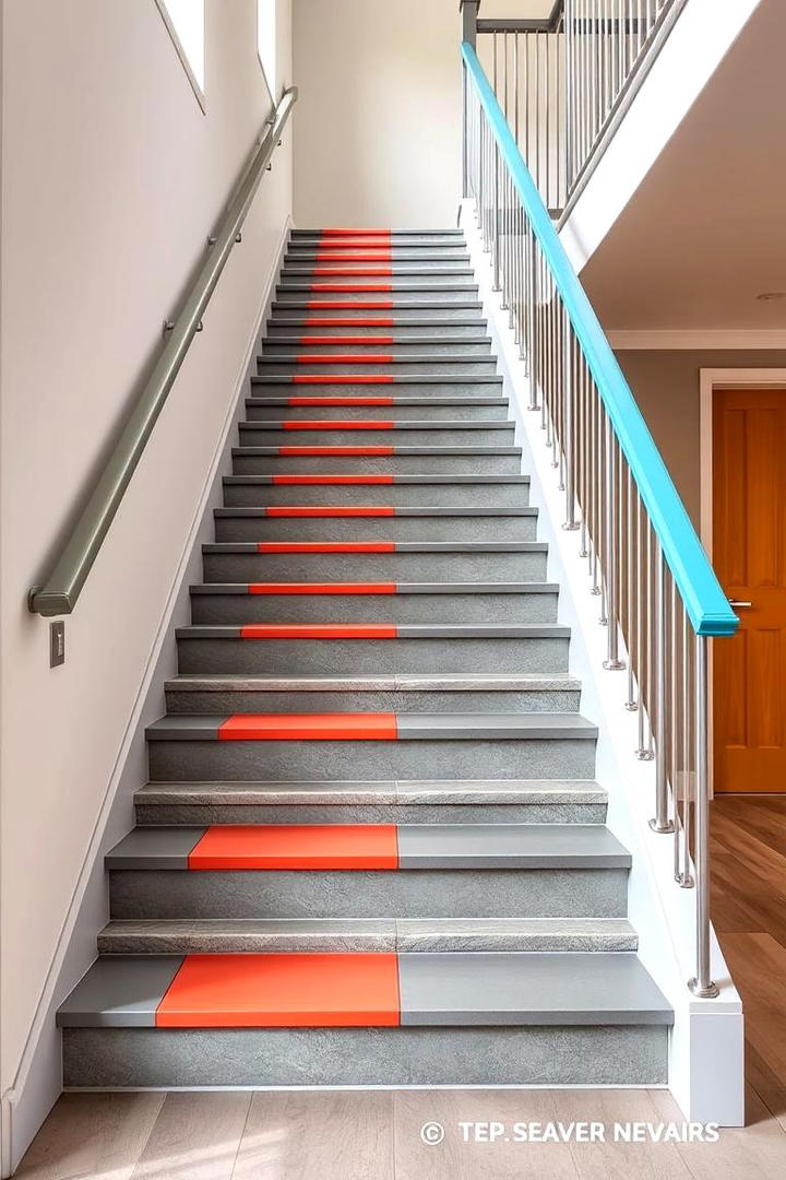 Bold Color Accented Staircase - 30 Modern Staircases