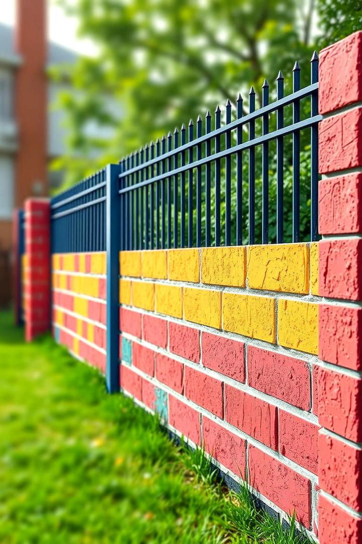 Bold Color Accents - 30 Cinder Block Fence Ideas