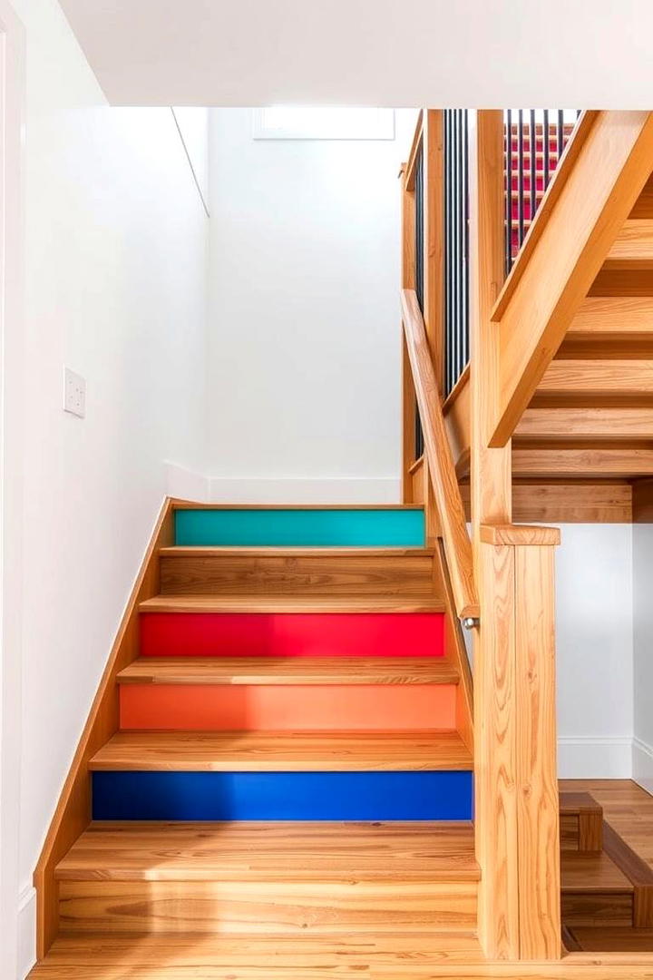 Bold Color Accents - 30 Wooden Staircase Ideas