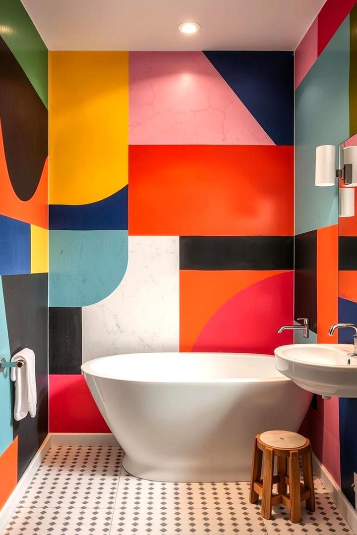 Bold Color Block Art - 30 Bathroom Mural Ideas