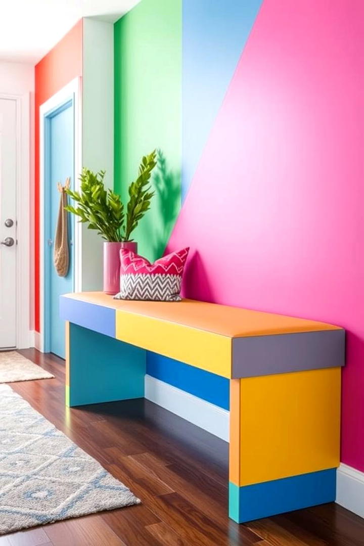 Bold Color Block Bench - 30 Entryway Bench Ideas