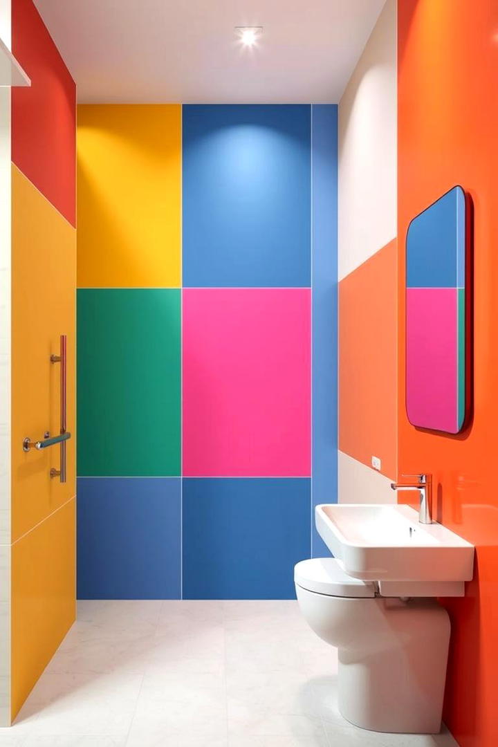 Bold Color Block Designs - 30 Bathroom Wall Ideas