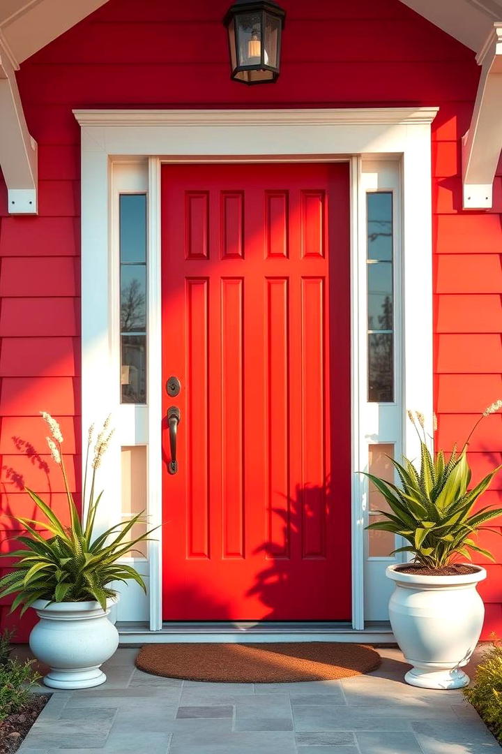 Bold Color Front Door - 30 Farmhouse Front Door Ideas