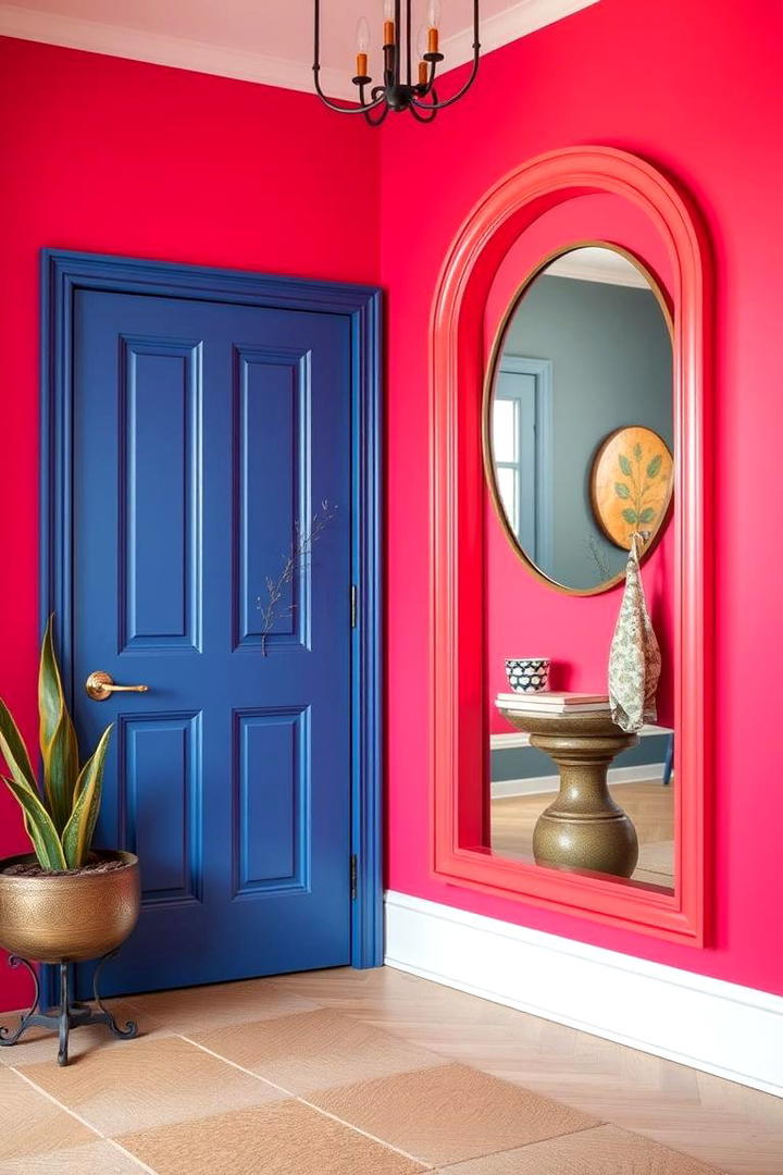 Bold Colored Mirror - 30 Entryway Mirror Ideas