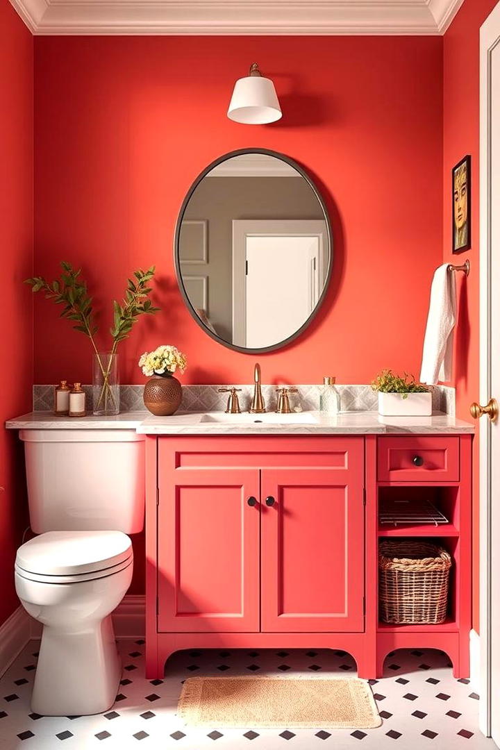 Bold Colored Vanity Feature - 30 Small Bathroom Vanity Ideas