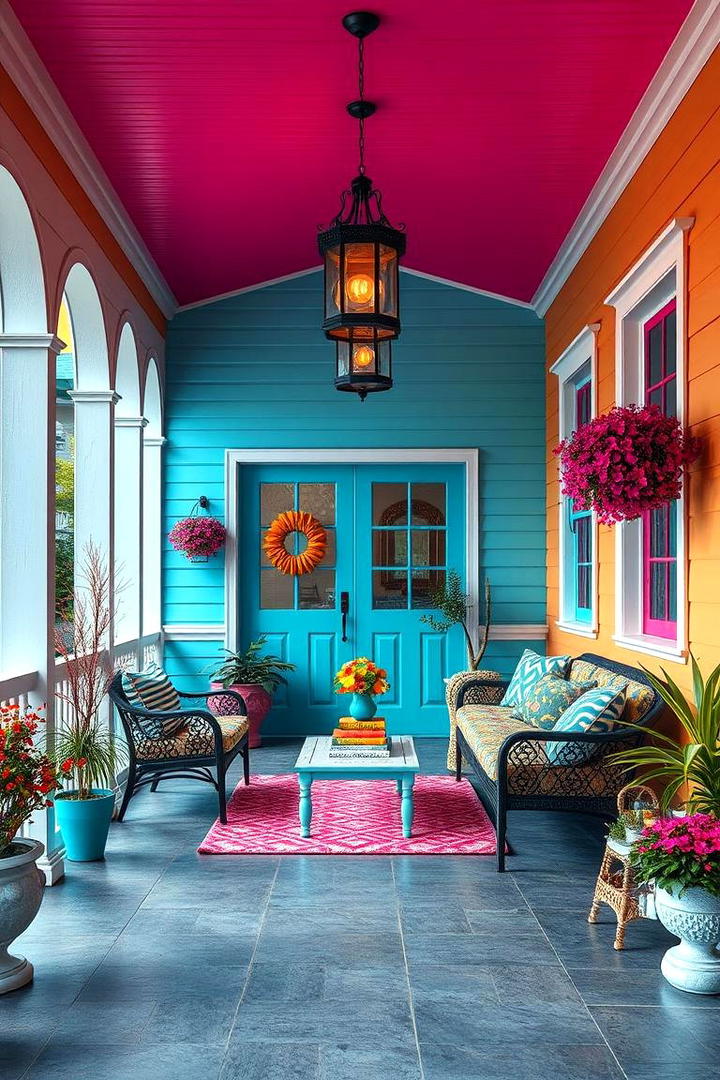 Bold Colorful Expression - 30 Enclosed Porch Ideas