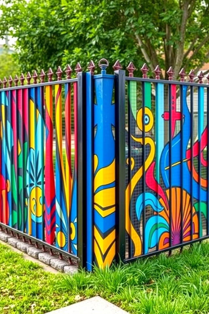 Bold Colorful Metal Corner Fence - 30 Corner Fence Ideas