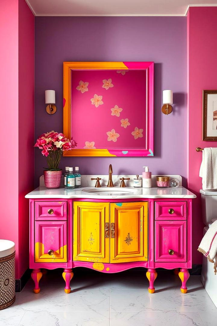 Bold Colorful Vanity Statement - 30 Bedroom Vanity Ideas