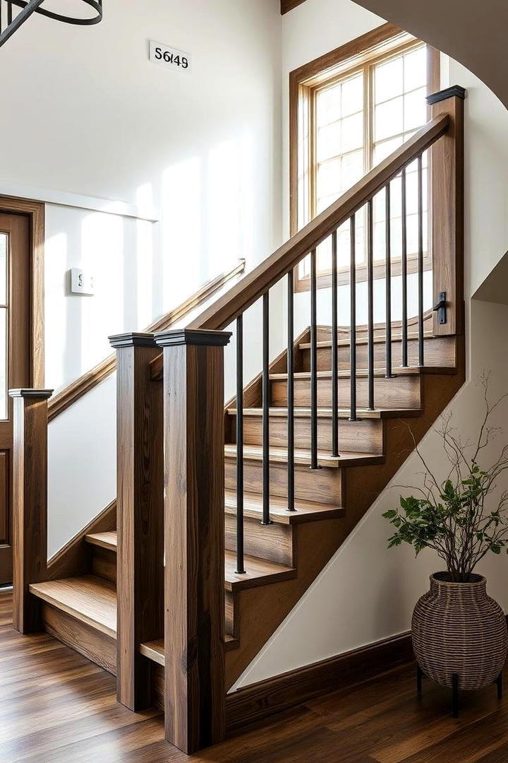 Bold Contrasting Finishes - 30 Farmhouse Rustic Stair Railing Ideas