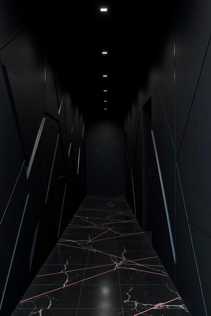 Bold Geometric Designs - 30 Black Hallway Ideas