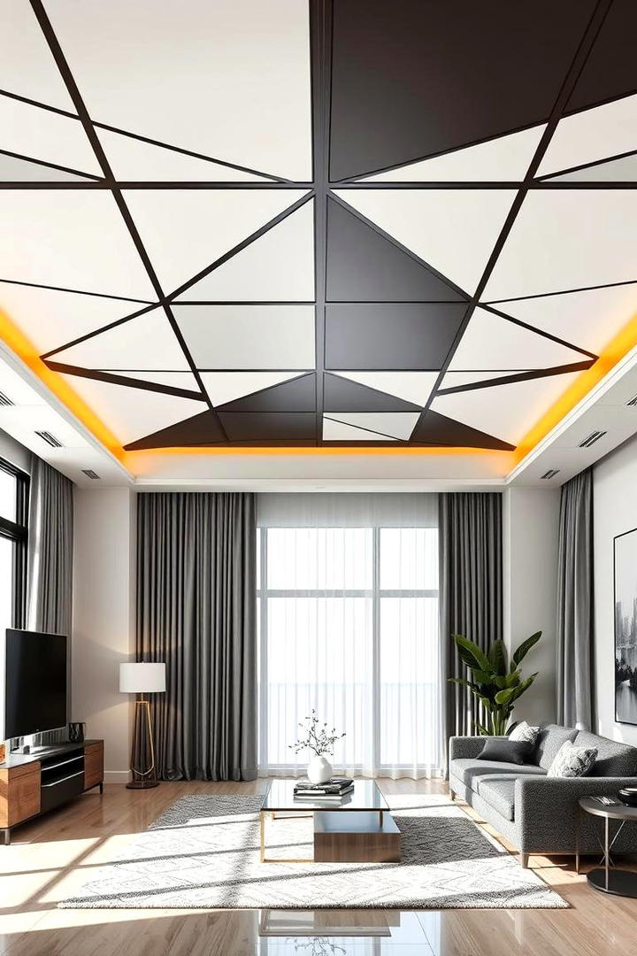 Bold Geometric Patterns - 30 Accent Ceiling Ideas