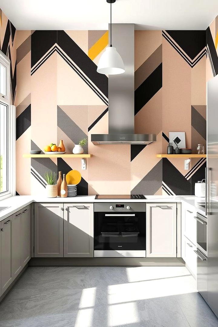 Bold Geometric Patterns - 30 Kitchen Wallpaper Ideas