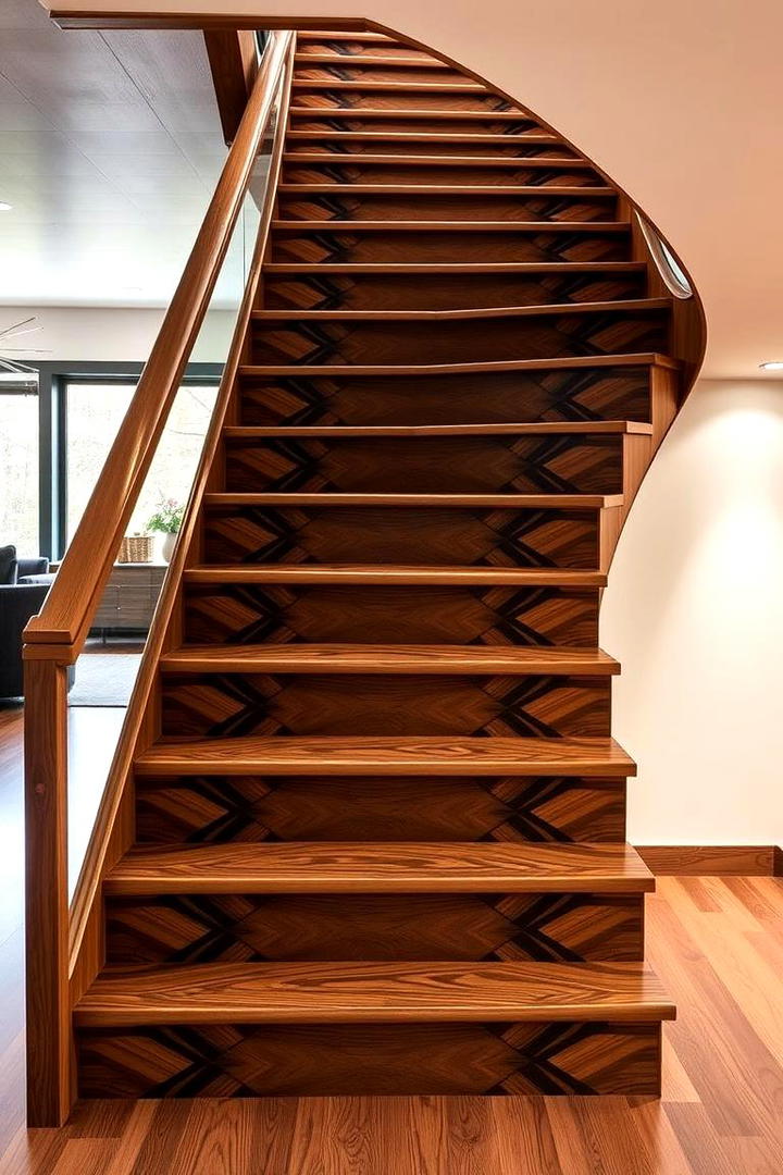 Bold Geometric Patterns - 30 Wooden Staircase Ideas