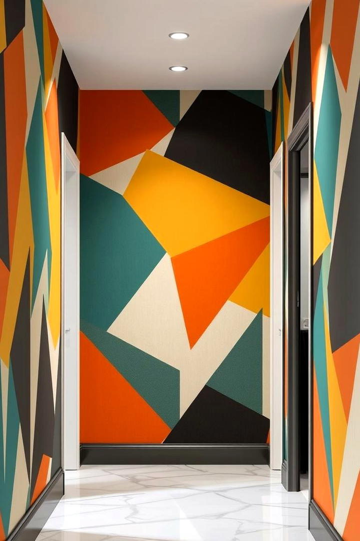 Bold Geometric Patterns for a Striking Entryway - 30 Hallway Wallpaper Ideas