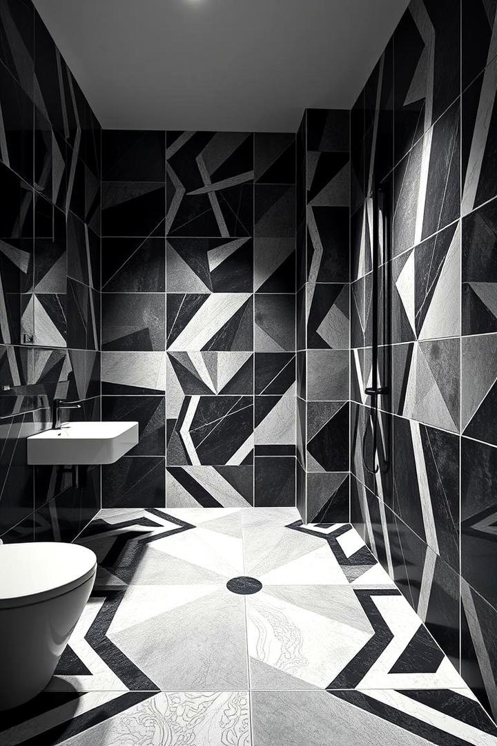 Bold Geometric Wet Room - 30 Wet Room Ideas