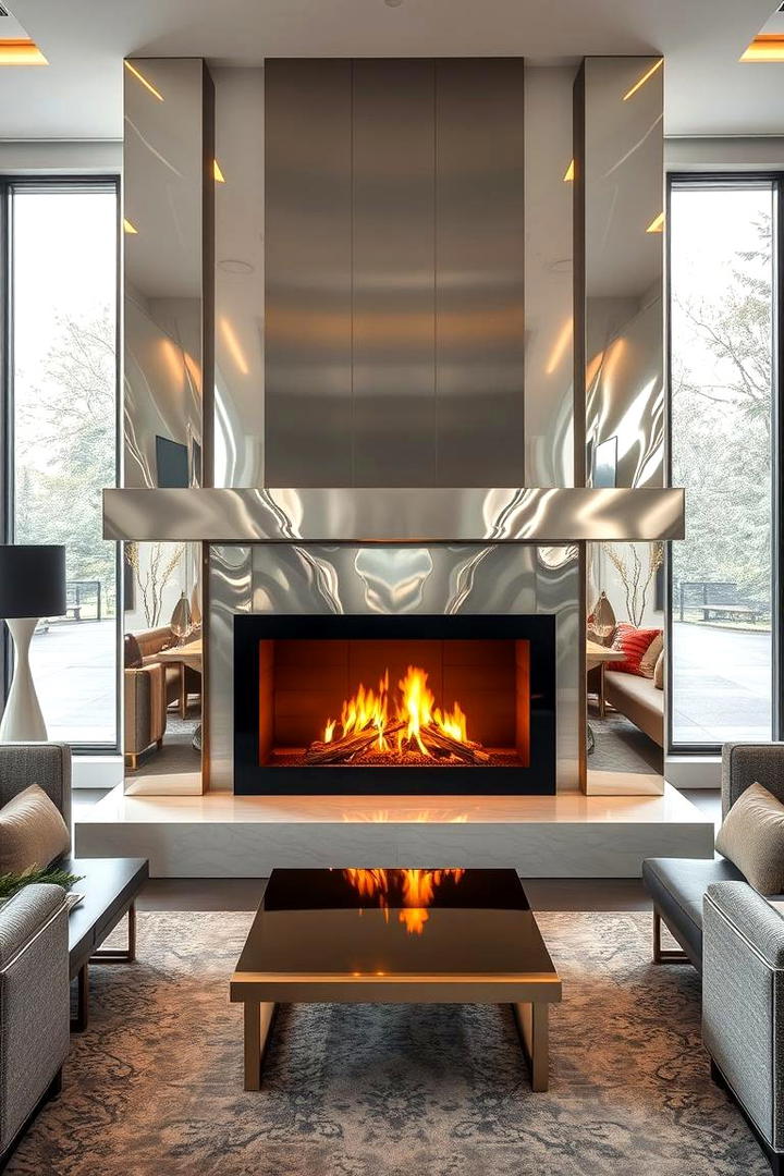 Bold Metallic Accent - 30 Fireplace Paint Ideas