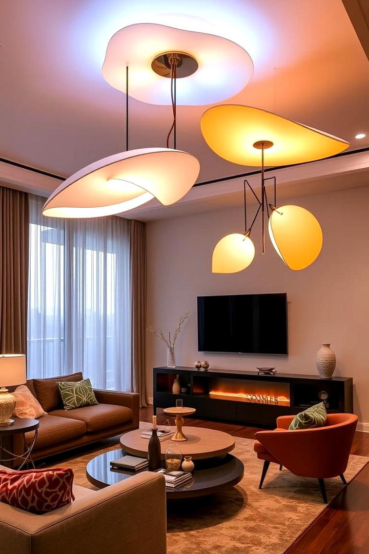 Bold Modern Sculptural Art - 30 Living Room Ceiling Lighting Ideas