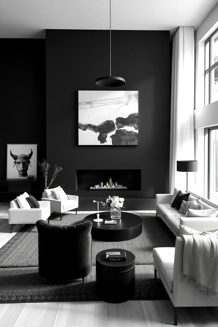 Bold Monochrome Statement - 30 Black Fireplace Ideas