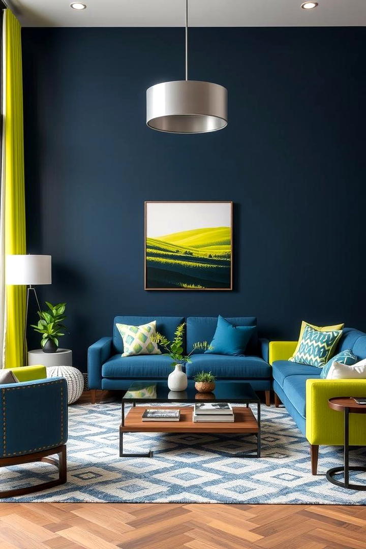 Bold Navy and Lime Contrast - 30 Blue and Green Color Combos for Decorating