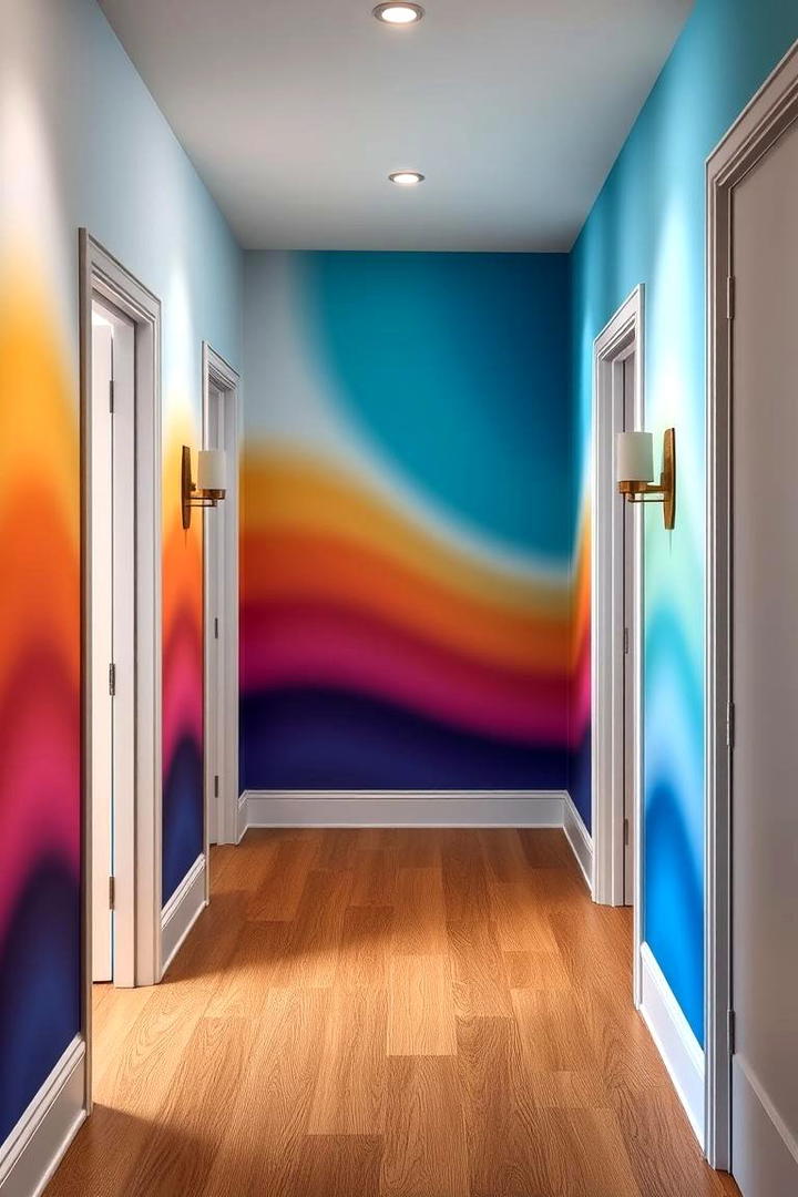 Bold Ombre Transitions for a Dynamic Statement - 30 Hallway Wallpaper Ideas