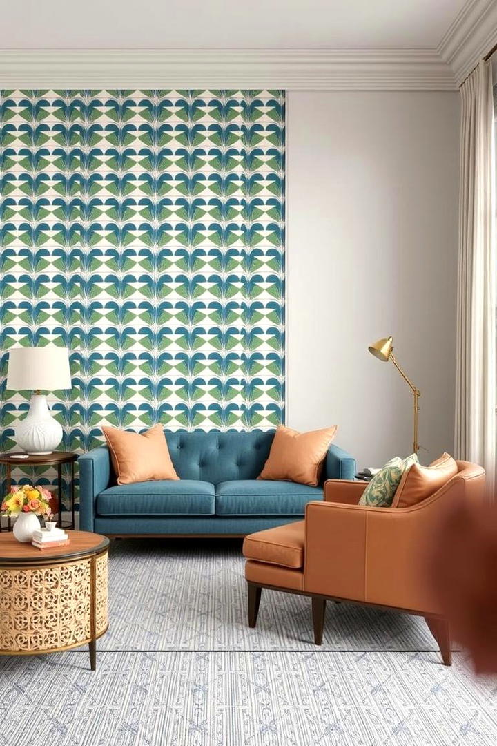 Bold Patterned Accent Wall - 30 Preppy Room Ideas