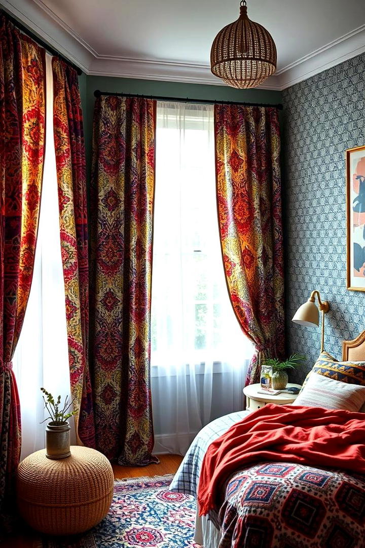 Bold Patterned Curtains - 30 Boho Teen Bedroom Ideas