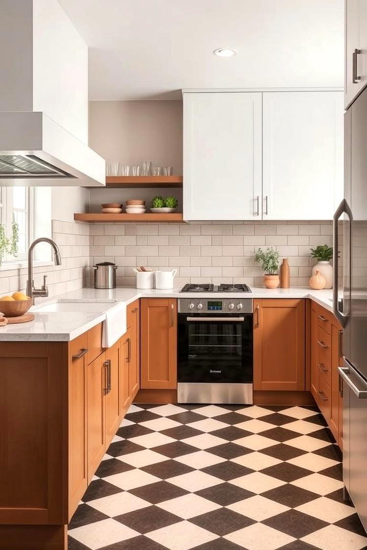 Bold Patterned Floors with Soft Touches - 30 Kitchens With Checkered Floors