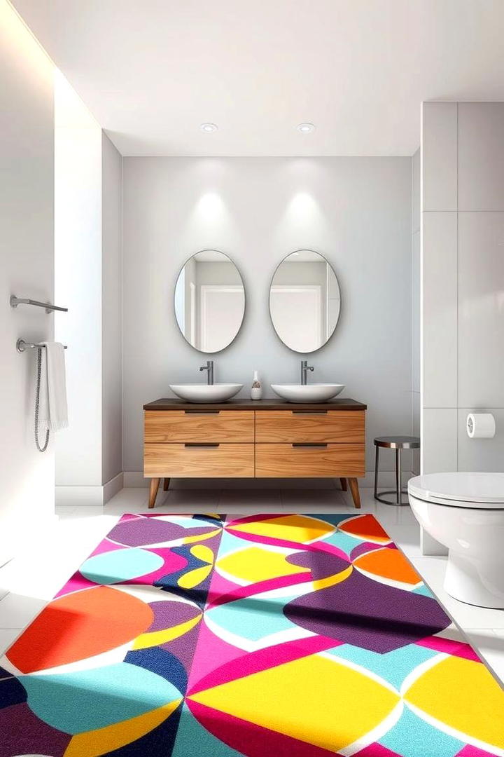 Bold Patterned Graphic Rug - 30 Bathroom Rug Ideas