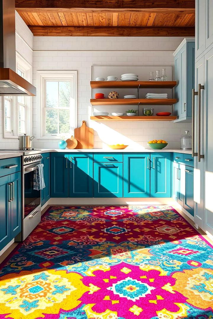 Bold Patterned Rug - 30 Kitchen Rug Ideas