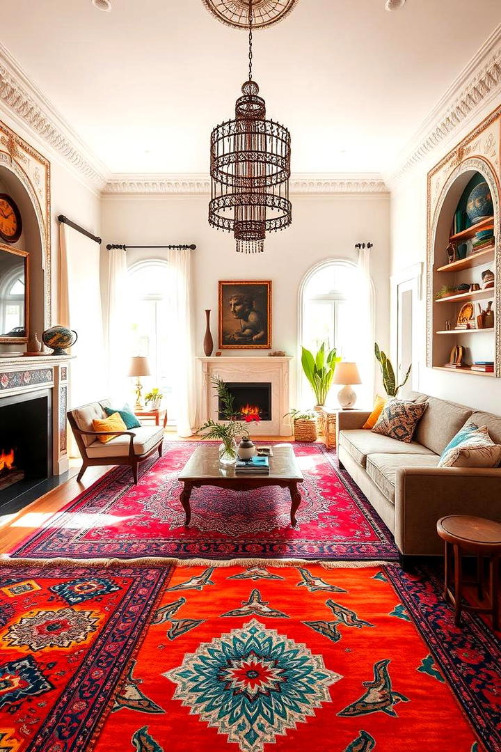 Bold Patterned Rugs - 30 Moroccan Living Room Ideas