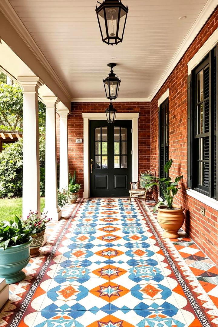 Bold Porch Tile Patterns - 30 Southern Front Porch Ideas