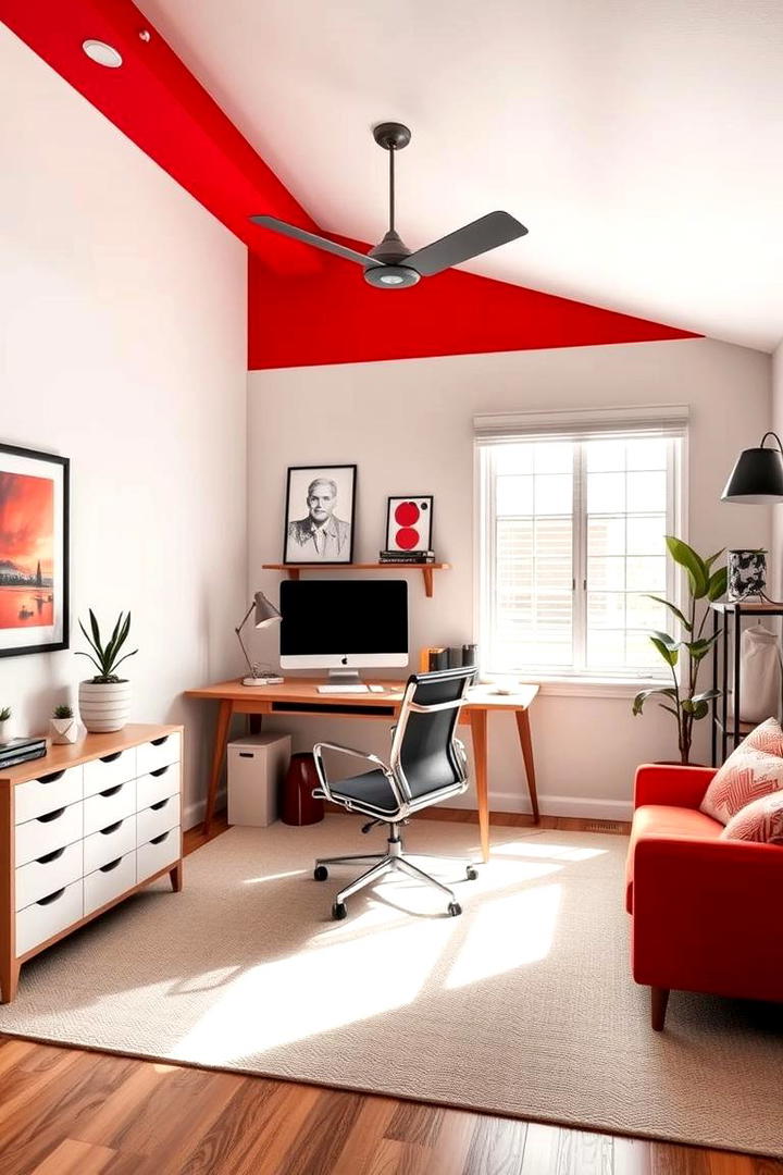 Bold Red Accent - 30 Home Office Paint Colors