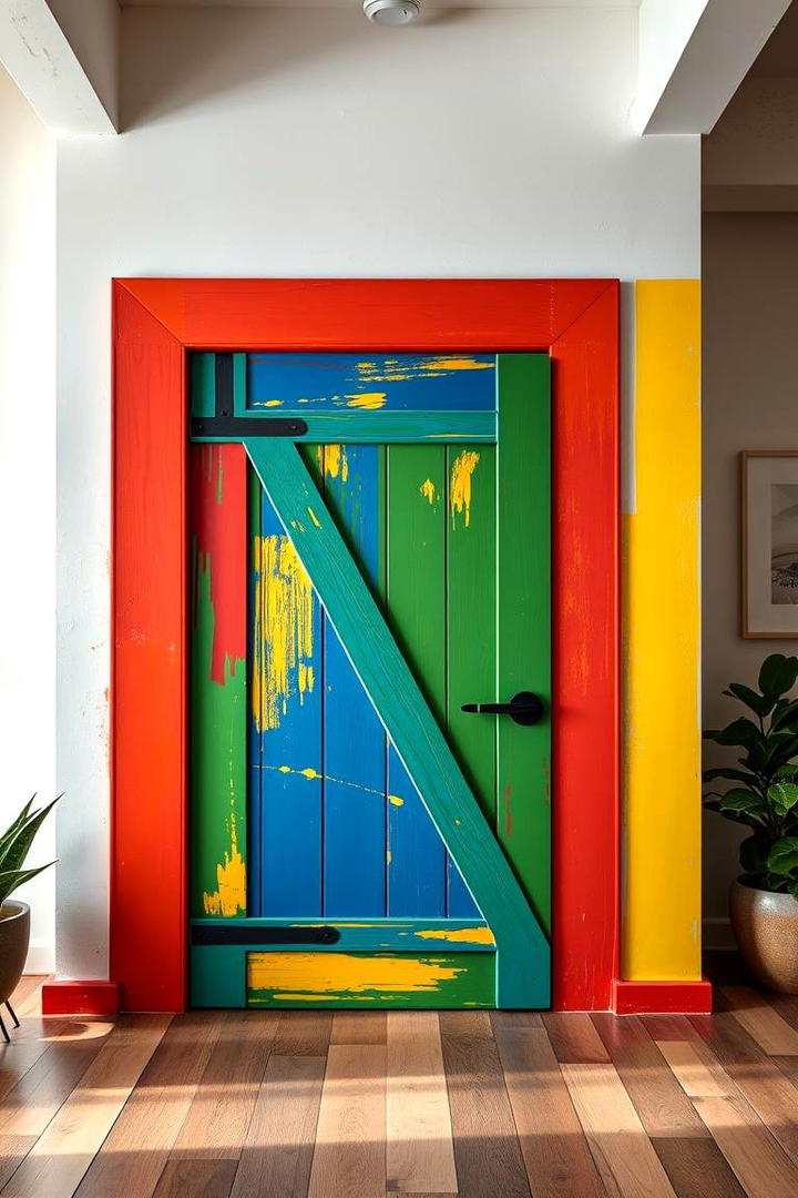 Bold Vibrant Painted Barn Door - 30 Barn Door Ideas