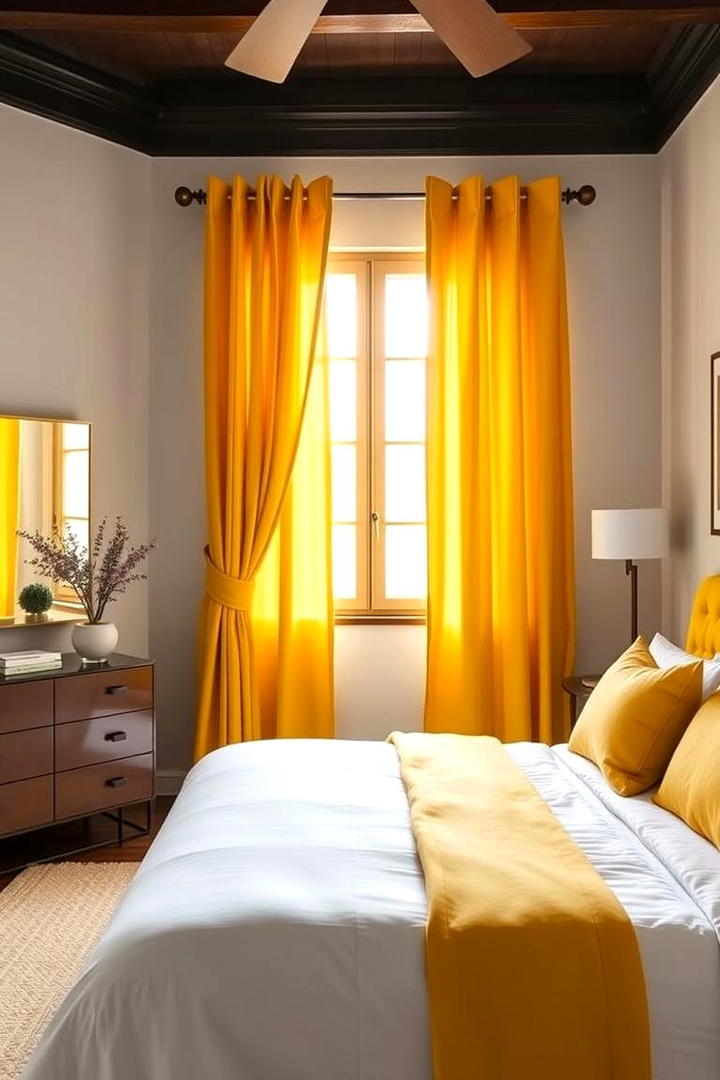 Bold Yellow Drapes - 30 Yellow Bedroom Ideas