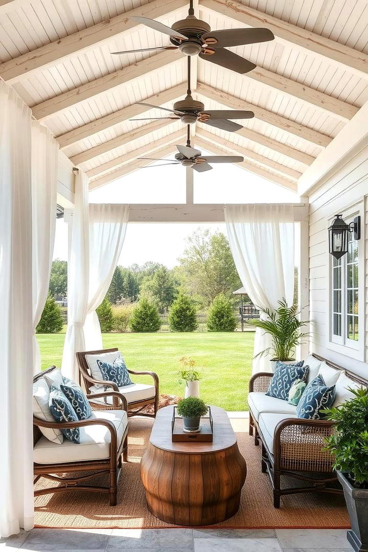 Breezy Farmhouse Patio - 30 Farmhouse Sunroom Ideas