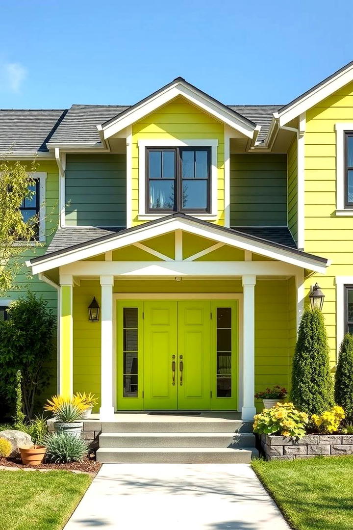 Bright Chartreuse Pop - 30 Green Exterior House Paint Ideas