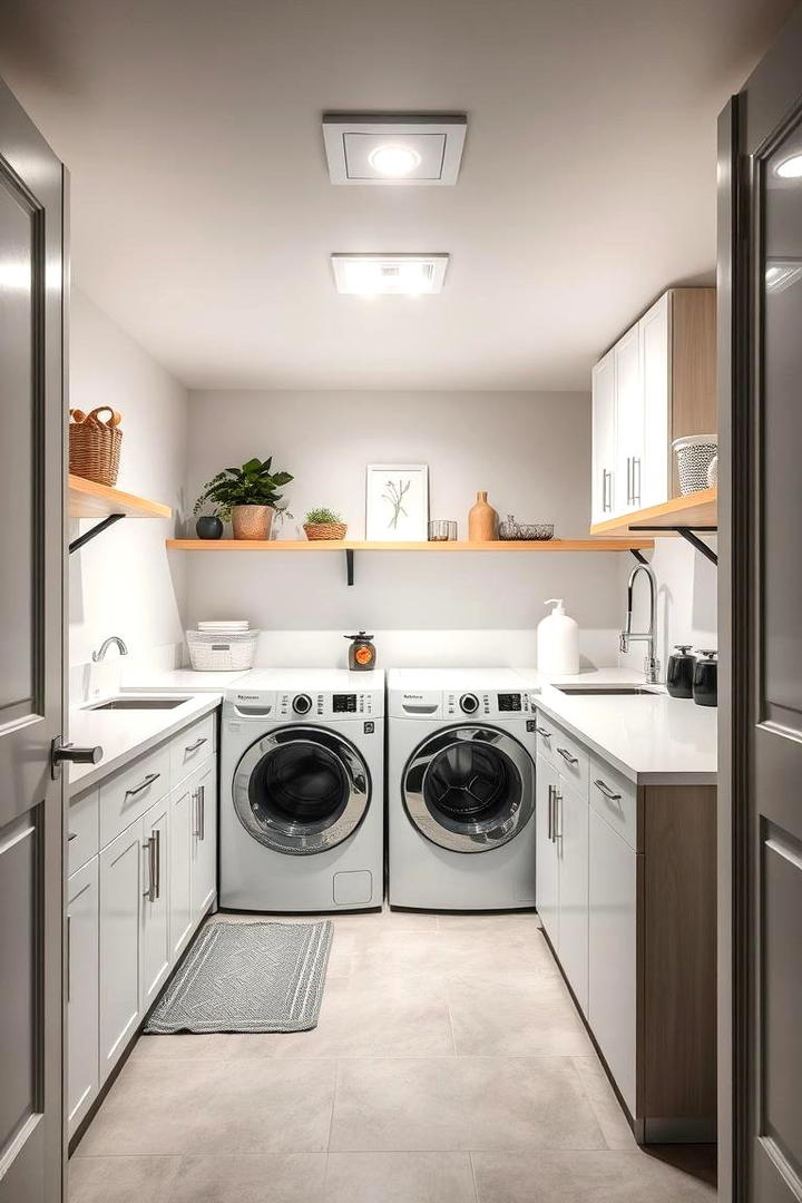 Bright Modern Design with Ample Lighting - 30 basement laundry room ideas