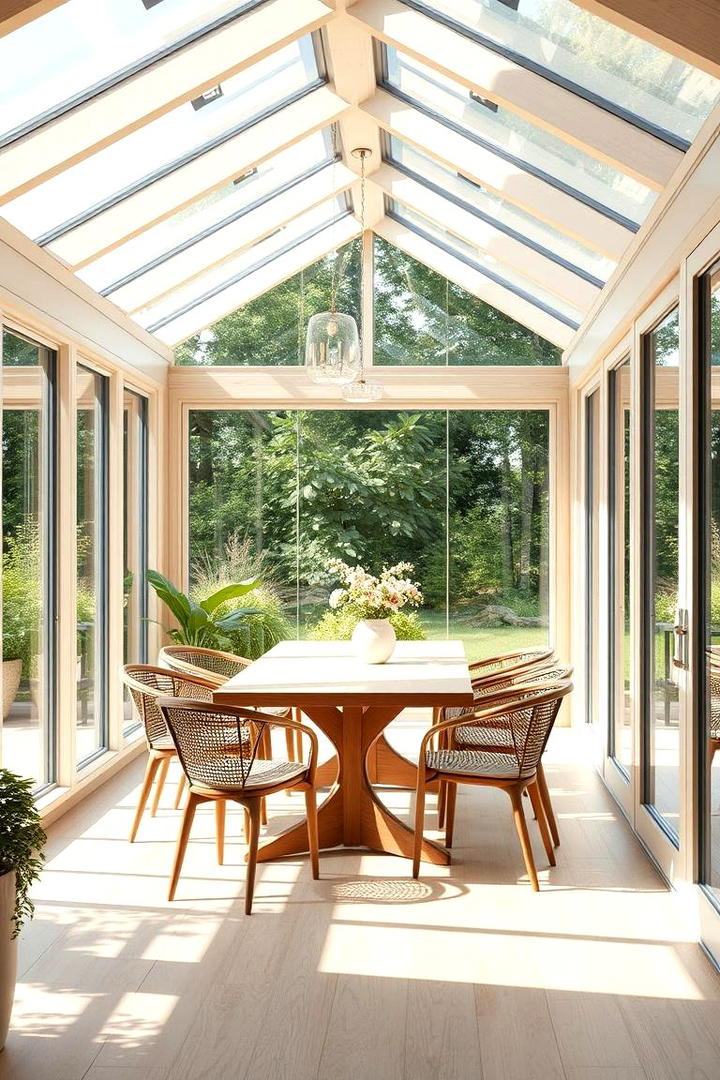 Bright Open Air Dining - 30 Sunroom Dining Room Ideas